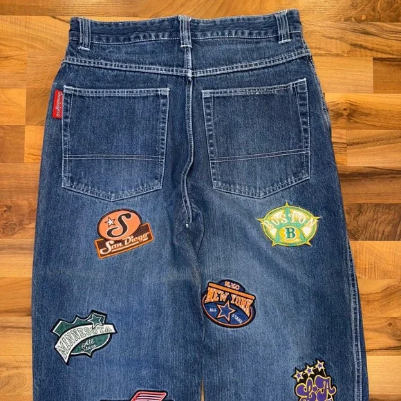 Vintage 90's Concrete Legends Men's Patchwork Denim Jeans W34 L34 athletic patch - Picture 9 of 9